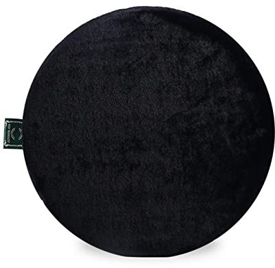 ZIBENE Sitzkissen Rund 40cm, Sitzpolster Gartenstuhl Fellimitat Stuhlkissen Ohne BäNder, Stuhlauflagen KüChenstuhl rutschfest Waschbar Kurzfell Sitzauflagen Bezug Waschbar et Abnehmbar Schwarz