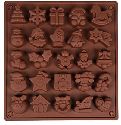 Christmas Silicone Molds - 25 Elements DIY Non-Stick Kitchen Candy & Chocolate Cookie Molds