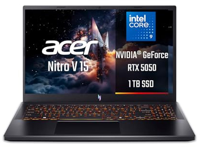 Acer Nitro V 15 | Notebook Gaming | 15.6 FHD IPS 165 Hz | Intel Core 9 270H | NVIDIA RTX 5050 8 GB GDDR7 | 16 GB RAM DDR4 | 1 TB SSD | Windows 11 Home | Tastiera Italiana QWERTY