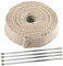 Ruban Isolant Thermique moto 25mm X 5m Isolant Thermique Bande Avec 4 Attaches en Acier Inoxydable Pour Ruban D'Isolation Thermique de Collecteur D'éChappement de Moto(Noir)
