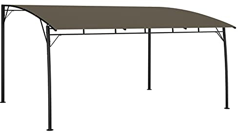 Homgoday Pavillon Gartenpavillon Überdachung Terrassenpavillon Anbaupavillon Sonnenschutz Witterungsbeständig Gartenzelt Partyzelt Pergola Garten Terrasse Balkon 4x3x2,55 m Taupe