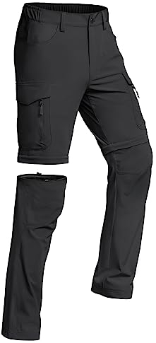 Vzteek Herren Wanderhose Zip Off Trekkinghose Outdoorhose Sommer Softshell Stretch Hose Kurz für Wandern,Abnehmbar,Baggy,Fahrrad,arbeits(Schwarz03,L)