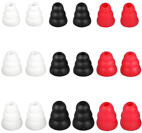 SNHTLS Triple Flange Conical Replacement Earbud Tips Triple Flange Earbud Tips Silicone Eargels Ear Tips Compatible with 3.8mm-5.5mm Headphones Ear Bud Tips S/M/L 9 Pairs