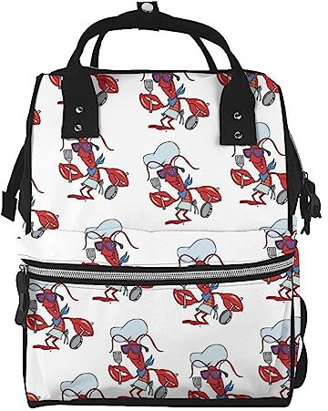 Lustige Cartoon Hummer Koch Windel Tasche Windel Rucksack für Frauen Männer Mode Reisetaschen Casual Daypacks Rucksack, mehrfarbig, One size
