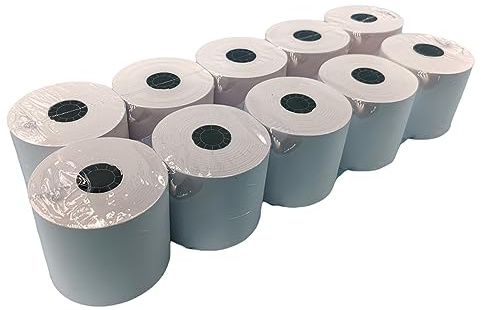 Lot de 2 rouleaux de papier pour calculatrice HR-10RC, HR-170RC, HR-200RC, EL-1197PIII, EL-1801V, P23-DHV-3, CP-90A, MP11DX-2, 1280-2, 1280-2 2, 53 GSM, 10 rouleaux