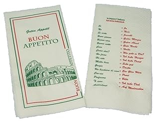 1500 Tissue Servietten Motivservietten Zellstoffservietten weiß mit Motiv Ich lerne Italieniisch 2-lagig 40x40cm 1/8 Falz (gefaltet auf 20x10cm)
