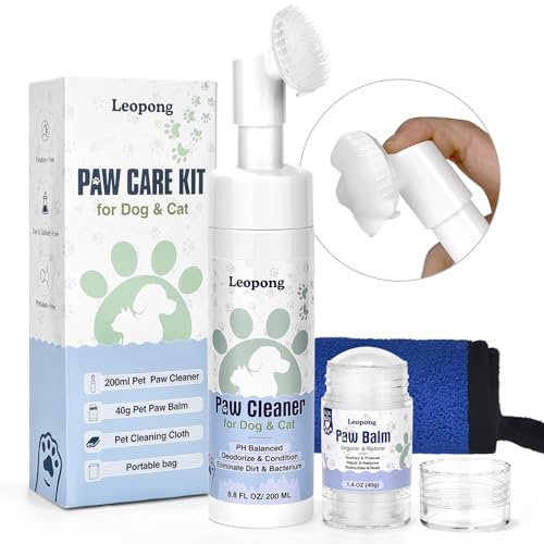 Leopong Dog Paw Care Kit - Protector for Pet Foot Washer Care(1 Pack Cleaner, 1 Pack Balm, 1 Towel and 1 Bundle Pocket
