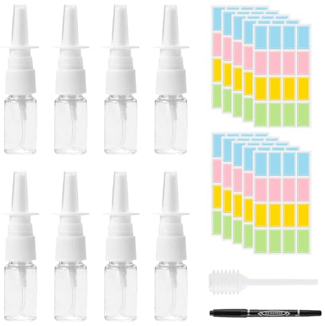 MisFun 8 Piezas Botella de Spray Nasal, Claro Niebla Spray Botella, Vacío Pulverizador Nasal botella 20ml, Aerosol Nasal Contenedores, Atomizadores de Spray Nasal, para Aceite Esencial Salino