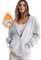 IWOLLENCE Sweatjacke Damen Zipper Hoodie Fleecejacke Grau M