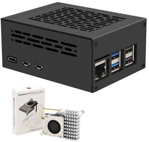 Geekworm Boîtier en métal P579 PCIe avec Refroidisseur Actif Officiel Pi 5 pour Raspberry Pi 5 Compatible X1001/X1004/X1003/X1015/X1000/M901 Adaptateur PCIe vers NVMe