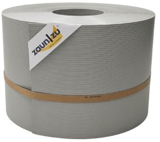 zaun|zu® Rille 50 Meter Rolle 19cm hoch | Sichtschutzstreifen PP für Doppelstabmatten UV-beständiger Sichtschutz | Zaunblende Made in Germany | Rillenstruktur Steingrau 50m