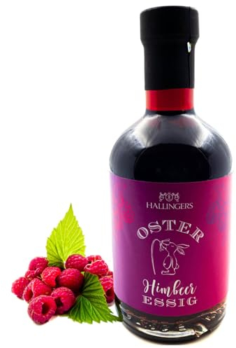Hallingers Oster Himbeer-Essig 5,3% Säure - Ostergeschenke für Osterkörbchen zu Ostern, Aromatischer Oster Wald-Himbeer-Balsam (Glas) - Geschenkideen Weihnachten & Geschenke Adventskalender | Glückwun