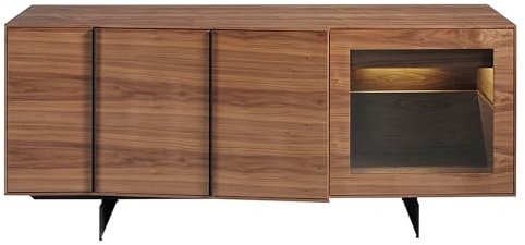 Angel Cerdá - Sideboard aus schwarzem Stahl und Nussbaum - Modernes und raffiniertes Sideboard für das Wohnzimmer - Langlebiges Sideboard aus Holz - Sideboard mit großem Stauraum - 180 x 60 x 76 cm