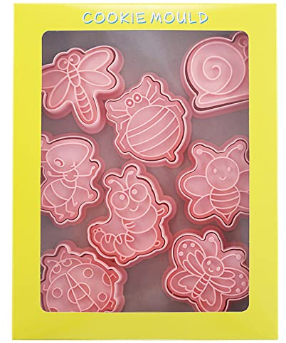 Set of 8 Cookie Cutters 3D Pressable Biscuit Cutters Insect Shape Cookie Cutters