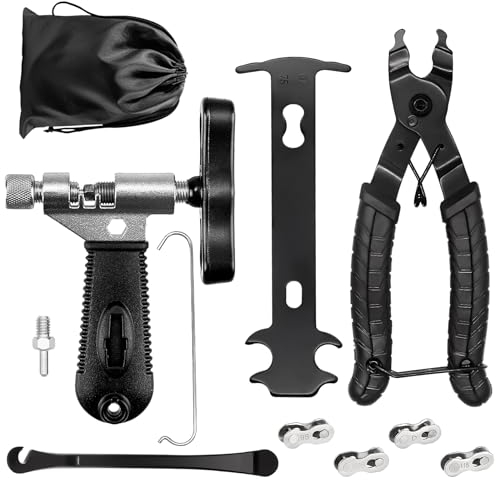 Keyck Herramienta de Cadena para Bicicleta,Tronchacadenas Bicicleta Medidor Cadena Bicicleta Alicates de Cadena Palancas Neumaticos 4 Pares Eslabones para Cadena Bicicleta de 6/7/8/9/10/11 Velocidades