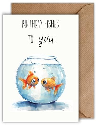 WBdesignz Geburtstagskarte mit Umschlag - Birthday Fishes Geburtstag Karte Happy Birthday Glückwunschkarte zum Geburtstag (DIN A6)