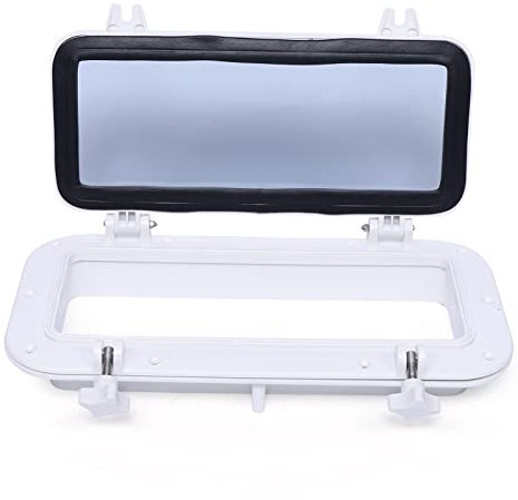 KumuJ Barca rettangolare per barca, yacht oblò, apertura finestra, foro per finestra, 40 x 20 cm, finestra rettangolare temperato 4 mm, vetro temperato resistente in ABS, resistente ai raggi UV,