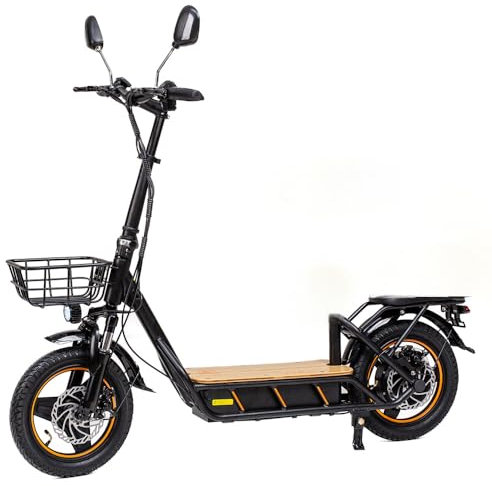Kugookirin C1 Pro E Scooter, Elektroroller, 500W Motor, 48V 26Ah Batterie, 14-Zoll Luftreifen, 100 km Reichweite, EIN-klick-Faltung, Frontkorb, Rückspiegel (Aufgerüstete Version)