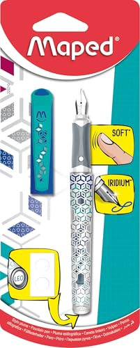 Maped - Füllfederhalter mit Patronentinte – blauer Füllfederhalter mit nachfüllbarer Tinte – ergonomisches Design und schöne Schrift – Farbe: Blau