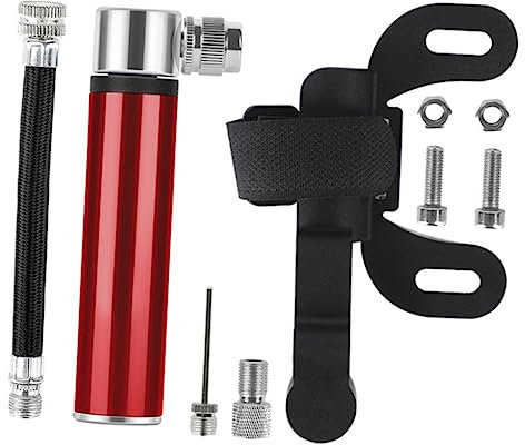 Anneome 1set Mini Pompa Per Bicicletta Portatile Alluminio Leggero Gonfiatore Manuale Per Pneumatici Di Bici Da Montagna e Strada Design Compatto e Facile Da Trasportare Nero Rosso