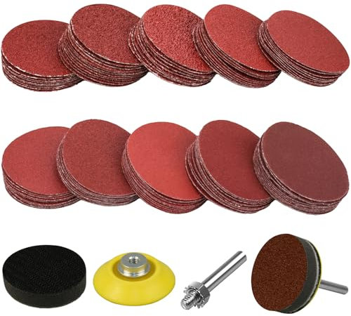 wonkeken 100 Blatt Schleifpapier Klett 2 Zoll Schleifpapier Schleifscheiben 50mm Rund für Exzenterschleifer Polieren Schleifen Metall Holz Kunststoff 40/60/80/100/120/180/240/320/600/800