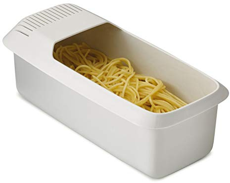 Pasta Spaghetti Cooker, Microwave Pasta Cooker with Strainer, Large Food Grade Heat Resistant Pasta Boat Spaghetti Noodle Cooker for Dorms Small Kitchens Offices, White