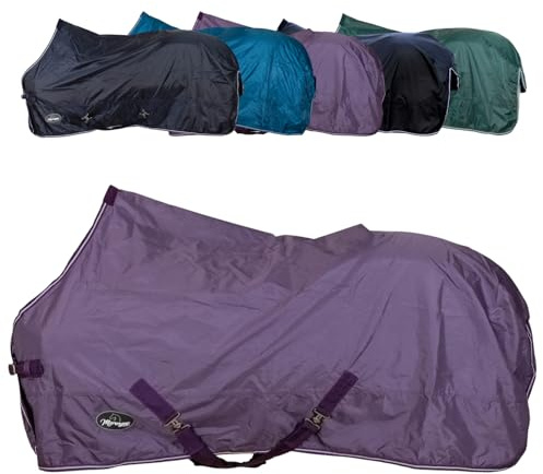 Marengos - Regendecke 420D Economic – Pflaume – 155cm | Leichte Pferdedecke für Regen – atmungsaktiv & wasserdicht – Weidedecke mit Kreuzgurten – Outdoordecke für Pferde