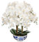 Oairse Large Orchid Fake Flower in Blue and White Porcelain Bowl 24.8 White Orchid Silk Floral Arrangement Faux Phalaenopsis Flower for Home Office Room Kitchen Table Centerpiece Decor