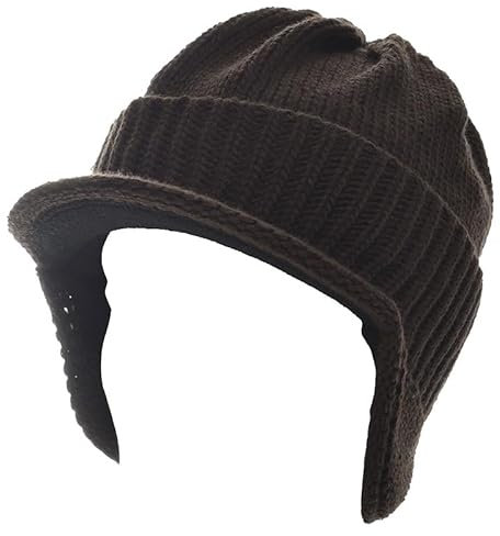 McBURN Dinder Peak Pull-On Hat Damen/Herren - Made in Italy Wintermütze Wollmütze Herrenmütze mit Futter, Futter Winter Herbst-Winter - L/XL (58-61 cm) Dunkelbraun