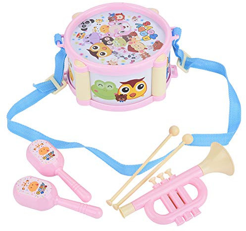 KENANLAN Lerninstrument Spielzeug Interessante Trommel Sand Hammer Trompete Musikspielzeug Kinder (Rosa)