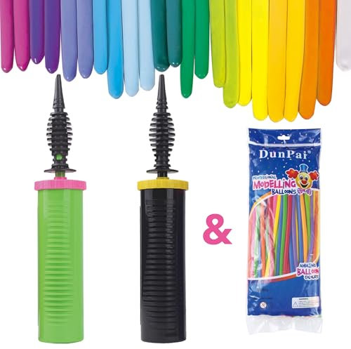 PULO CP Mfg 100pcs 260 Balloons with 2pcs Hand Balloon Pump Kit Twisting Balloons Assorted Color Manual Baloon Inflators Machine