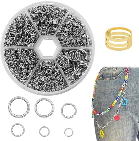 1390 Stück silbere Biegeringe, Metall Offene Ringe Schmuck Reparatur Kettenringe Sprungringe für für Schmuckherstellung DIY Armbänder Halsketten Handwerk 4mm/ 5mm/ 6mm/ 7mm/ 8mm/ 10mm (Silber)