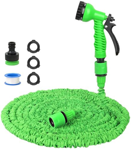 Flexibler Gartenschlauch Wasserschlauch Dehnbar Garten - 15M Gartenschlauch Flexibel mit 7 Funktion Garten Handbrause