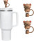 2Pcs Teddy Bear Straw Cover for Stanley 40&30 Oz Cup, 10mm Silicone Straws Covers Cap for Stanley Cup Accessories, Cute,Topper, Straw Cap Stopper for Reusable,Tip Lids Straws