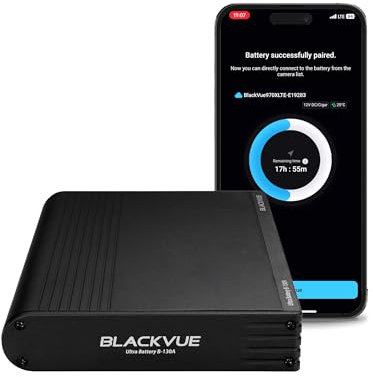BlackVue B-130A Power Magic Ultra Battery, External Dash Cam Battery Pack for Parking Mode, Fast Charging, High Capacity, 12V/24V Vehicle Compatible, Bluetooth, App Control, Black