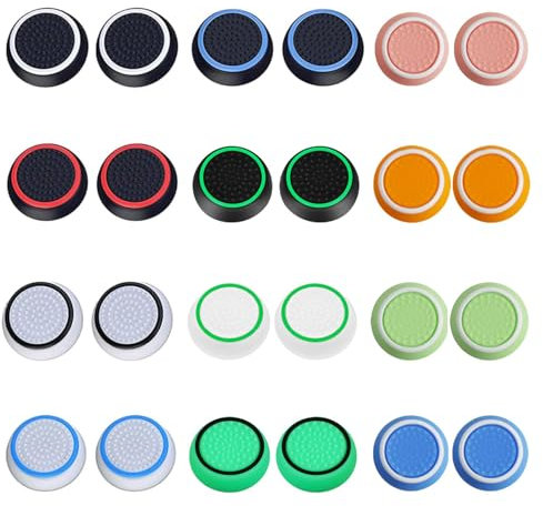 RXKFIGX 24 pcs Tapas Gomas Joysticks para PS5/PS4/PS3, PS5 Controller Sticks Taps, Mando Cubierta Protectora de Apretones de Pulgar de Silicona para Xbox One Series X/S,Controlador Accesorios