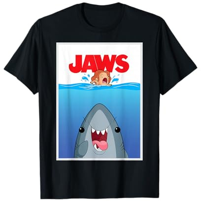Jaws 50th Anniversary Poster Cartoon Style Front & Back T-Shirt