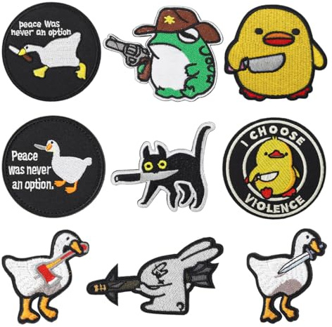 9 Stück Peace Was Never An Option,I Choose Violence Warte Lustige Patches Taktische Stickerei Abzeichen Hook and Loop Patches für Uniformen,Hemden,Hosen,Biker,Rucksack,Kleidung,DIY-Zubehör,Jacken