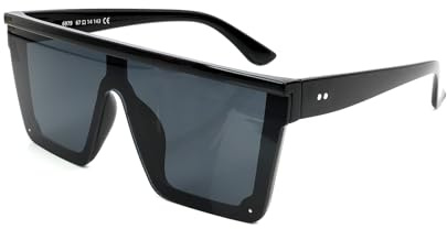 Wvxilyr Modische Übergroße Quadratische Sonnenbrille für Damen und Herren mit Polarisierten Spiegelgläsern,sonnenbrille,schwarze sonnenbrille, Rahmenlos, für Reisen und Alltag - Schwarz