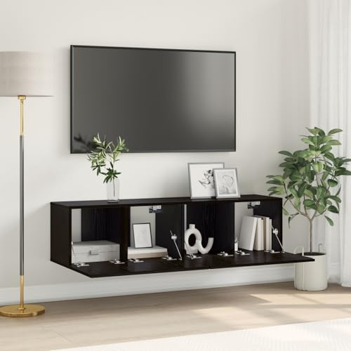 ROMHZKS TV-Schränkeset Schwarze Eiche Holzwerkstoff Klein TV-Schrank Sideboard hängend hängeschrank tv kommode Couchtisch