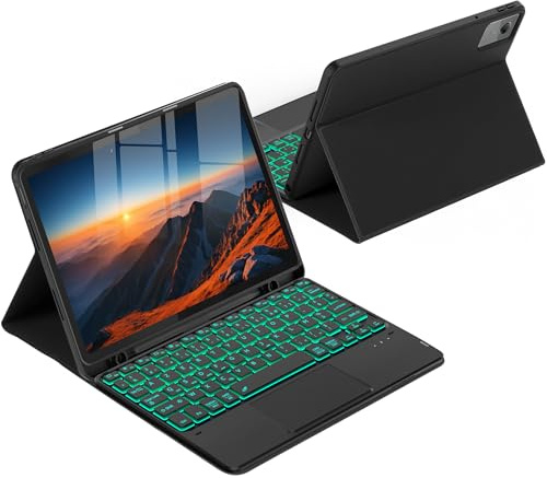 CACOE Étui Clavier pour Lenovo Idea Tab 11 2025 avec Pavé Tactile, Noir | AZERTY Français Clavier sans Fil Et Détachable, Rétroéclairage 7 Couleurs, Compatible avec TB-336ZU/TB-336FU