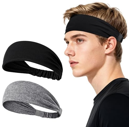 Sularpek Stirnband Damen Herren 2er Set, Sport Haarbänder Schweißband Elastisch, rutschfest für Fitness Radfahren, Laufen, Yoga und Alltag
