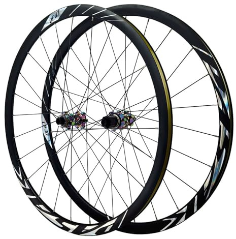 GEIRONV 700C Offroad-Fahrrad, Laufräder mit Mid-Lock-Scheibenbremse, 2 Kugellager Vorne Und 4 Hinten, 30 MM Doppelwandfelgen Aus Aluminium, 7-12 Gänge, 120 Umdrehungen(Colorful,Thru AXLE 12 * 100 MM)