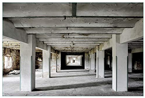 Wallario Küchenrückwand selbstklebend 90 x 60 cm, Motiv: Alte Industriehalle - einsame Lagerhalle Einer Brauerei | Spritzschutz abwischbar & pflegeleicht