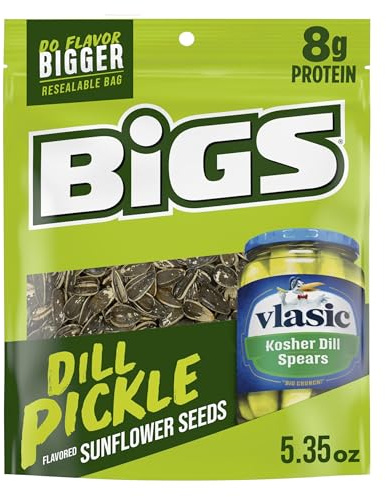 BIGS Sunflower Seeds, Vlasic Dill Pickle Flavor, 5.35 oz. (Pack of 12)