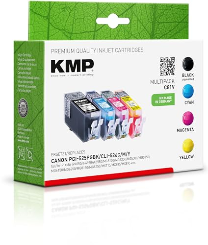 KMP Tintenpatrone passend für Canon PGI525PGBK, CLI526C, CLI526M, CLI526Y Multipack - C81V - für PIXMA iP4850, iP4950, iX6550, MG5150, MG5250,... etc.