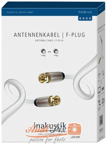 inakustik – 00426205 – Premium F-Plug Antennenkabel | Für die Anforderungen bei hochauflösenden Fernsehformaten (HDTV) entwickelt | 5,0m in Weiß | 100 dB - 3-fache Abschirmung - Massivleiter
