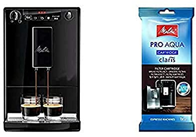 Melitta Caffeo Solo E 950-222 Kaffeevollautomat pure black & 192830 Filterpatrone für Kaffeevollautomaten | Pro Aqua | Vorbeugung von Verkalkung | Einfache Anwendung | 1 Patrone
