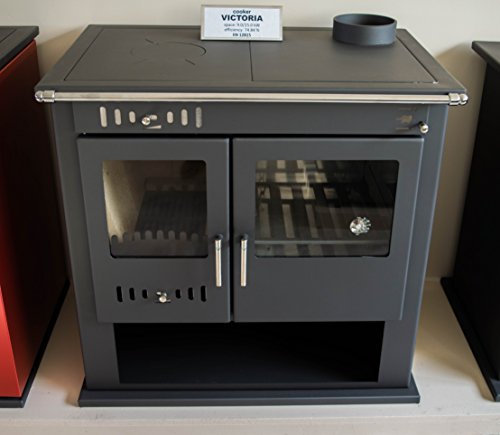 Cuisinière à bois avec cheminée en combustible solide 9 Kw Victoria