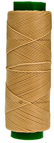 Langlauf Schuhbedarf gewachstes Ledergarn 0,75mm x 0,3mm - Sattlergarn aus Polyester reißfest & witterungsbeständig - Wachsgarn gewachster Forellenfaden in Profiqualität (beige)